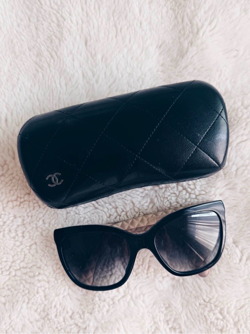 Authentic Chanel Black Quilted 5288-Q-A Sunglasses with Protective Case